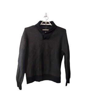 J Crew nwt sweater mens Large 100% wool gray black shawl collar